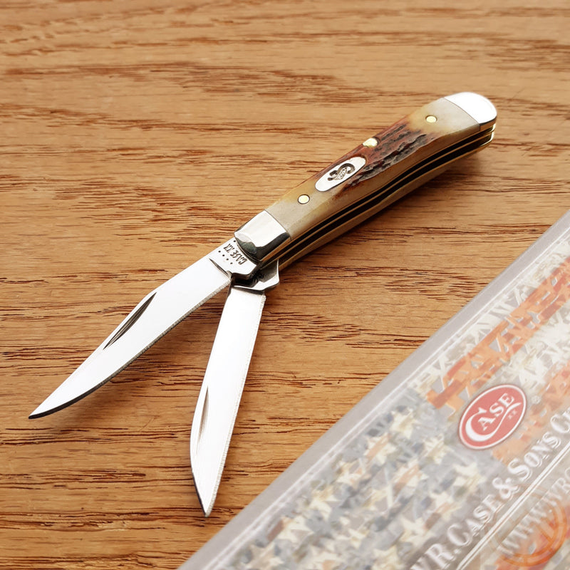 Case XX Cutlery Tiny Trapper Pocket Knife Stainless Steel Blades Red Stag Handle 09580 -Case Cutlery - Survivor Hand Precision Knives & Outdoor Gear Store