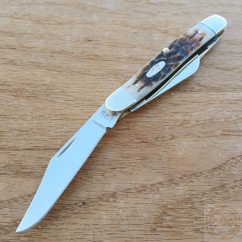 Case XX Cutlery Large Stockman Pocket Knife Stainless Blades Amber Bone Handle 00128 -Case Cutlery - Survivor Hand Precision Knives & Outdoor Gear Store