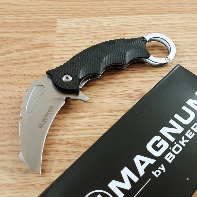 Boker Magnum Alpha Kilo A/O Folding Knife 2.75" 440A Steel karambit Blade Black G10 Handle 01RY115 -Boker Magnum - Survivor Hand Precision Knives & Outdoor Gear Store