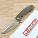 Artisan Cutlery Arroyo Folding Knife 3.38" AR-RPM9 Steel Blade OD Green Micarta Handle 1845PODG -Artisan Cutlery - Survivor Hand Precision Knives & Outdoor Gear Store