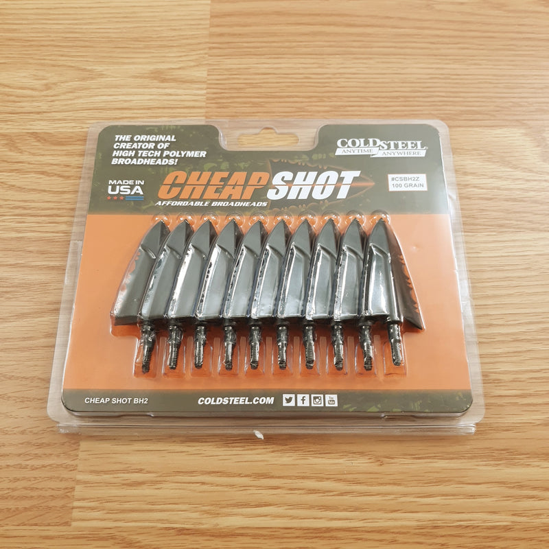 Cold Steel 10-Pack 100 Grain Broadhead Cheap Shot 130 Crossbow Black Polymer CSBH2Z -Cold Steel - Survivor Hand Precision Knives & Outdoor Gear Store