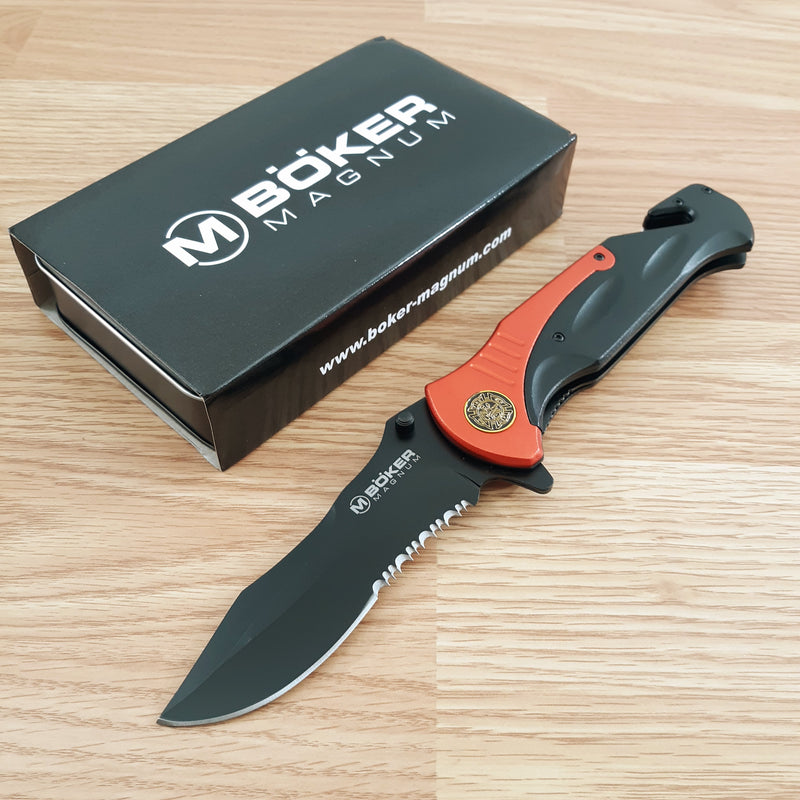 Boker Rescue Linerlock Folding Knife 4.25" 440 Steel Blade Aluminum Handle -Boker - Survivor Hand Precision Knives & Outdoor Gear Store