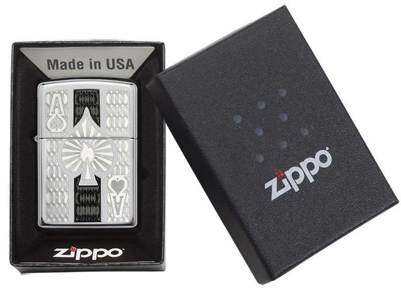 Zippo Lighter Ace Polished Chrome Windproof Refillable All Metal Construction Made In USA 24196 -Zippo - Survivor Hand Precision Knives & Outdoor Gear Store