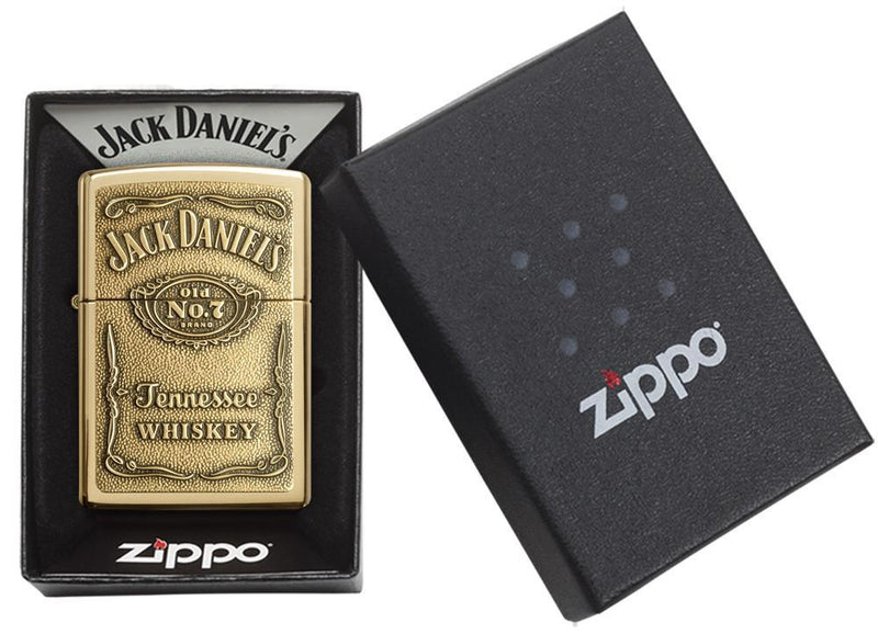 Zippo Lighter Jack Daniels Brass Emblem Windproof Refill Dimensions 1.44" x 2.25" Metal 16428 -Zippo - Survivor Hand Precision Knives & Outdoor Gear Store