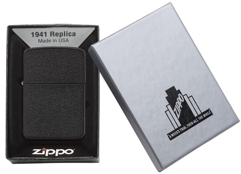 Zippo Lighter 1941 Replica Black Crackle Windproof Refill Metal Construction Made In USA 28582 -Zippo - Survivor Hand Precision Knives & Outdoor Gear Store