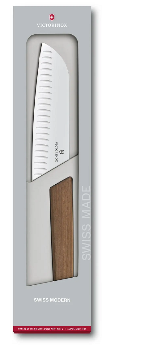 Victorinox Swiss Modern Santoku Knife 6.7" Carbon Steel blade Wood Handle 6905017KG -Victorinox - Survivor Hand Precision Knives & Outdoor Gear Store