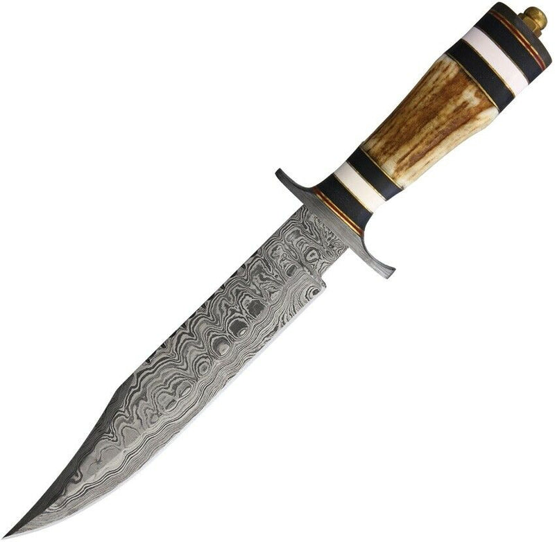 Marbles Bowie Fixed Knife 9" Damascus Steel Blade Stag/Pakkawood Synthetic Handle 571 -Marbles - Survivor Hand Precision Knives & Outdoor Gear Store