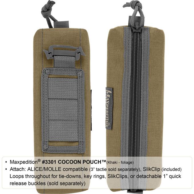 Maxpedition Cocoon Pouch Khaki UTX-Duraflex Nylon Buckles For Low Sound Closures 3301K -Maxpedition - Survivor Hand Precision Knives & Outdoor Gear Store