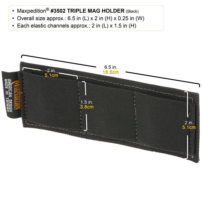 Maxpedition Three Mag Holder Black Hook Side Holds Mag Clips Multi-Tools 3502B -Maxpedition - Survivor Hand Precision Knives & Outdoor Gear Store