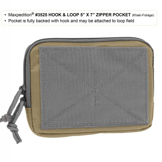 Maxpedition Hook & Loop Zipper Pocket Khaki Foliage Elastic Organizer Nylon 3525KF -Maxpedition - Survivor Hand Precision Knives & Outdoor Gear Store