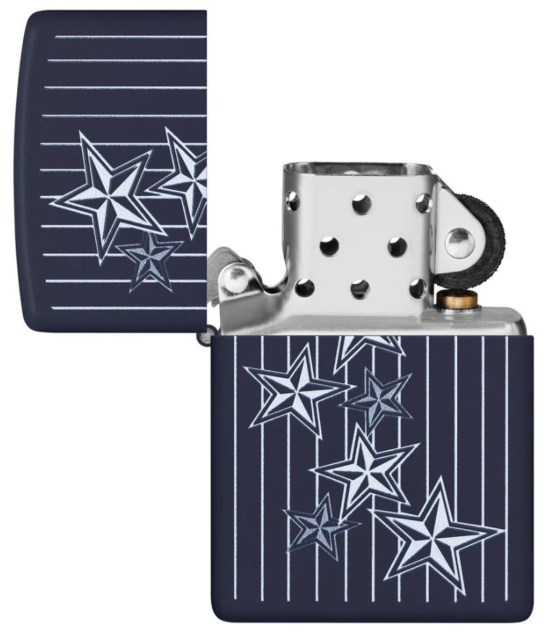 Zippo Star Lighter Navy Matte All Metal Construction Dimensions: 2.25" x 1.5" 23779 -Zippo - Survivor Hand Precision Knives & Outdoor Gear Store