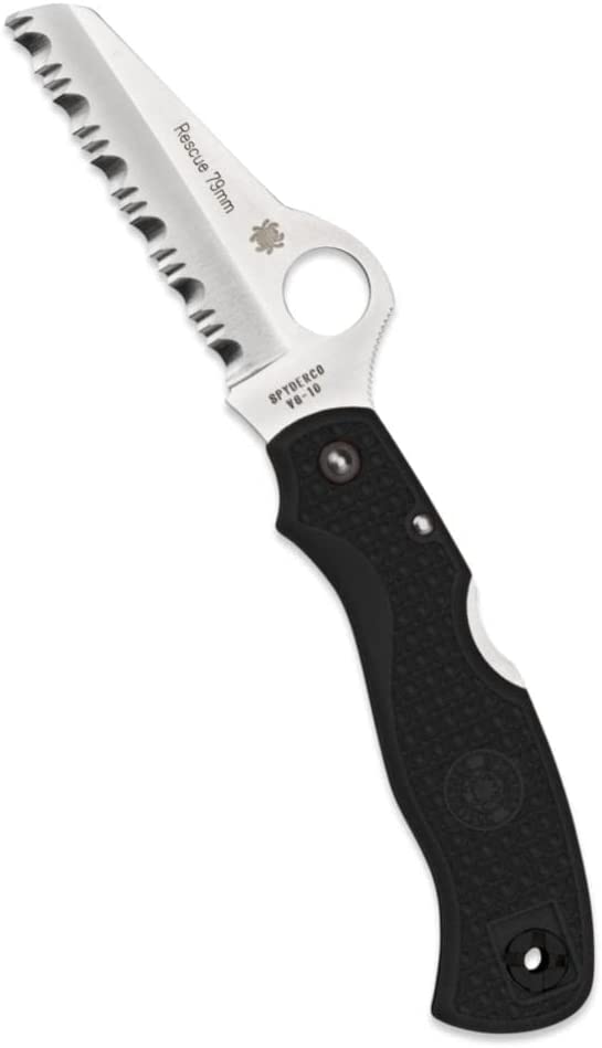 Spyderco Rescue 79mm Folding Knife 3" Serrated VG10 Steel Blade FRN Handle 45SBK -Spyderco - Survivor Hand Precision Knives & Outdoor Gear Store