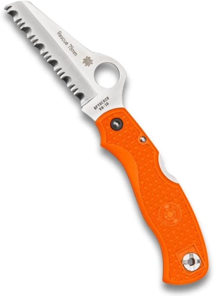 Spyderco Rescue Lockback 79mm Folding Knife 3" Serrated VG-10 Steel Blade FRN Handle 45SOR -Spyderco - Survivor Hand Precision Knives & Outdoor Gear Store