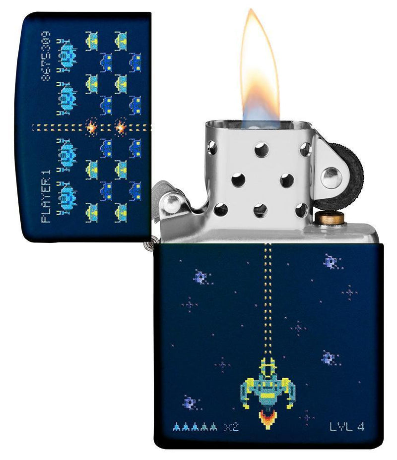Zippo Pixel Game Lighter Navy Matte All Metal Construction Dimensions: 1.44" x 2.25" 14064 -Zippo - Survivor Hand Precision Knives & Outdoor Gear Store