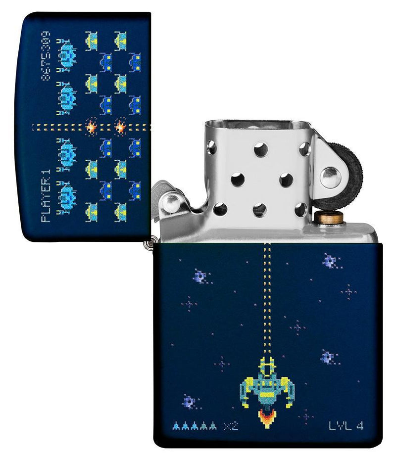 Zippo Pixel Game Lighter Navy Matte All Metal Construction Dimensions: 1.44" x 2.25" 14064 -Zippo - Survivor Hand Precision Knives & Outdoor Gear Store