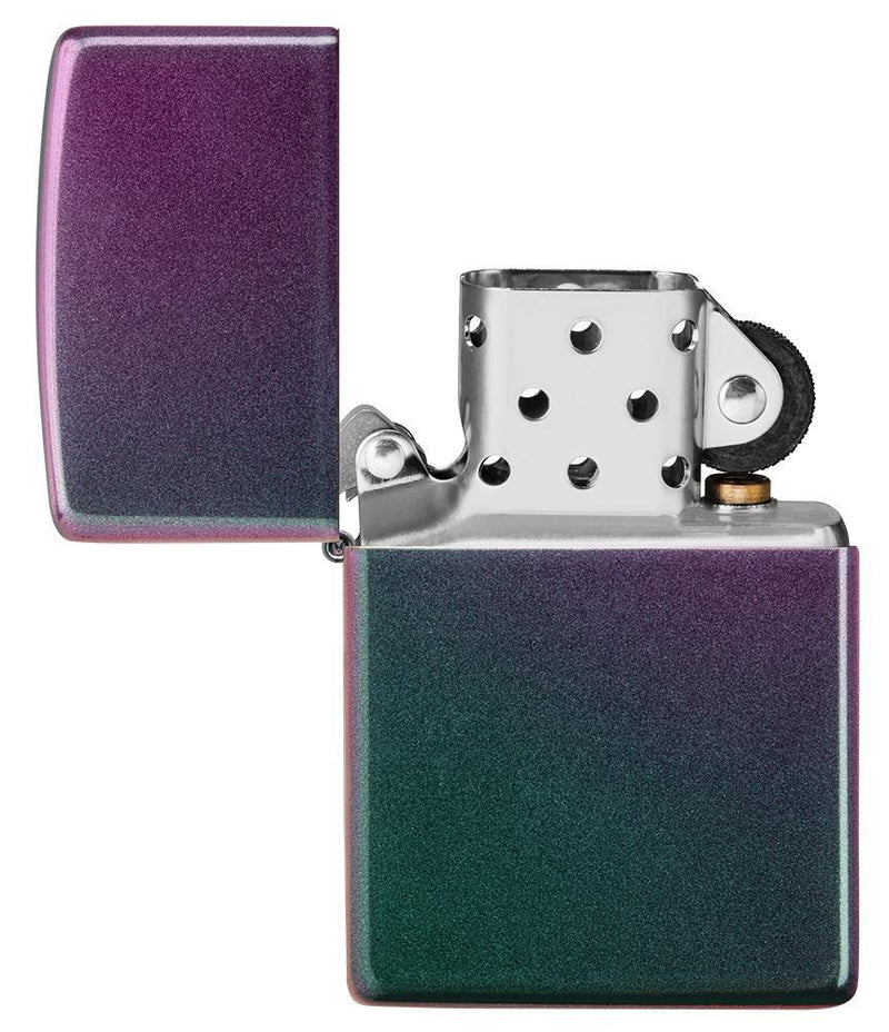 Zippo Classic Iridescent Lighter Turquoise/Violet Ombre All Metal Dimensions: 1.44" x 2.25" 14296 -Zippo - Survivor Hand Precision Knives & Outdoor Gear Store