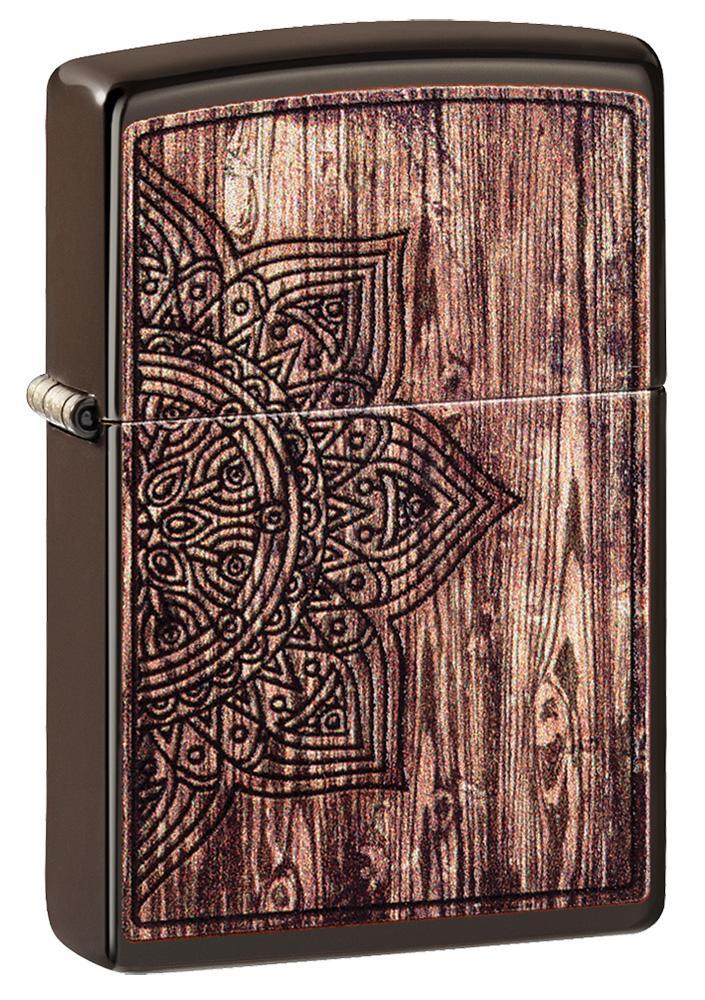 Zippo Mandala Lighter Brown All Metal Construction Dimensions: 1.44" x 2.25" 14571 -Zippo - Survivor Hand Precision Knives & Outdoor Gear Store