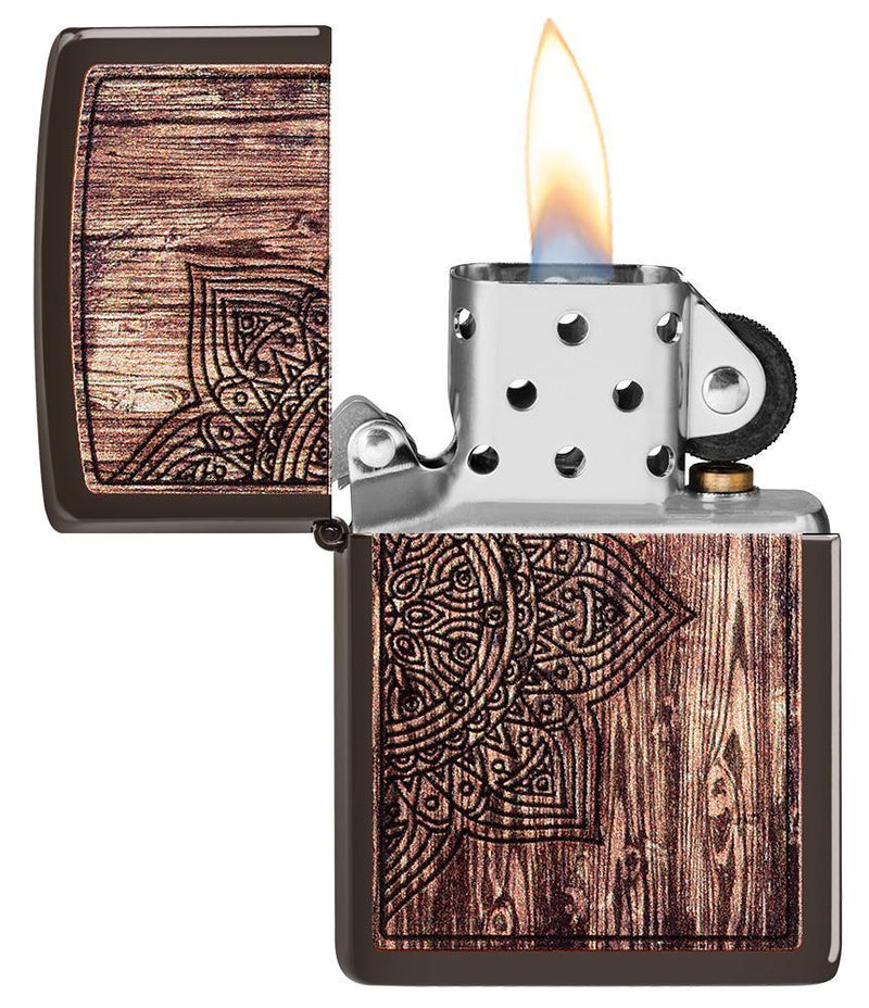 Zippo Mandala Lighter Brown All Metal Construction Dimensions: 1.44" x 2.25" 14571 -Zippo - Survivor Hand Precision Knives & Outdoor Gear Store