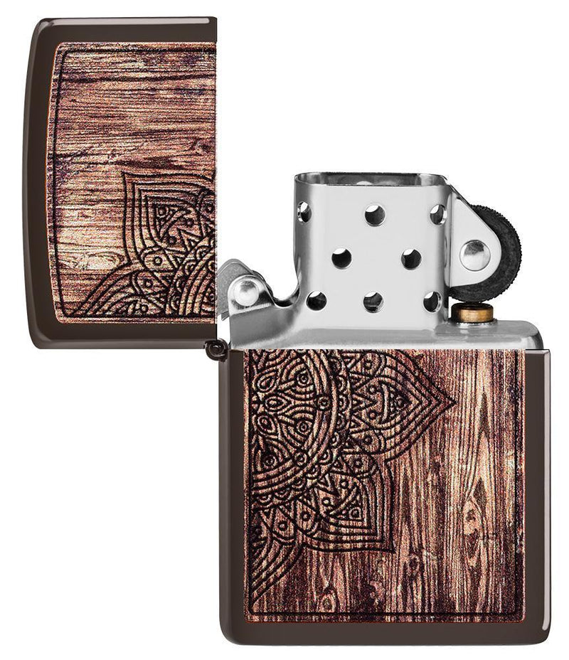 Zippo Mandala Lighter Brown All Metal Construction Dimensions: 1.44" x 2.25" 14571 -Zippo - Survivor Hand Precision Knives & Outdoor Gear Store