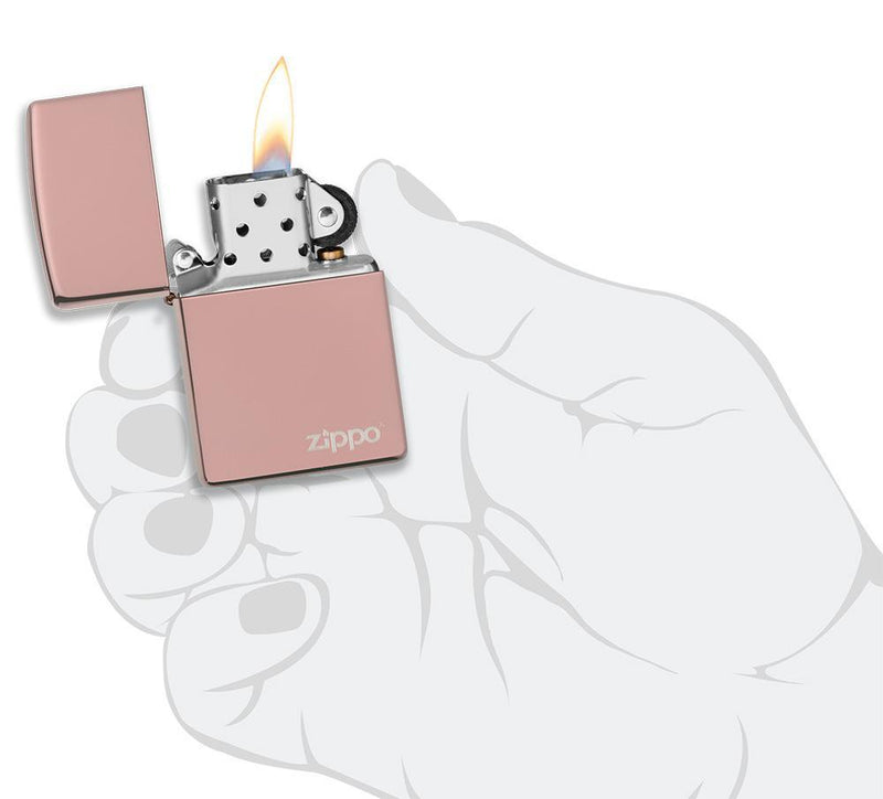 Zippo Classic Logo Rose Gold High Polish All Metal Construction Dimensions: 1.44" x 2.25" 14948 -Zippo - Survivor Hand Precision Knives & Outdoor Gear Store