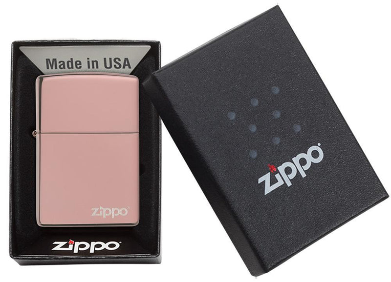 Zippo Classic Logo Rose Gold High Polish All Metal Construction Dimensions: 1.44" x 2.25" 14948 -Zippo - Survivor Hand Precision Knives & Outdoor Gear Store