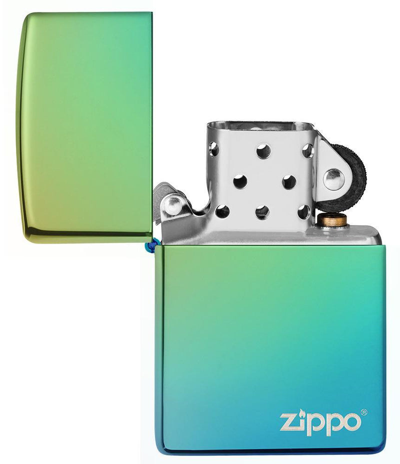 Zippo Classic Logo High Polish Teal All Metal Construction Dimensions: 1.44" x 2.25" 14949 -Zippo - Survivor Hand Precision Knives & Outdoor Gear Store