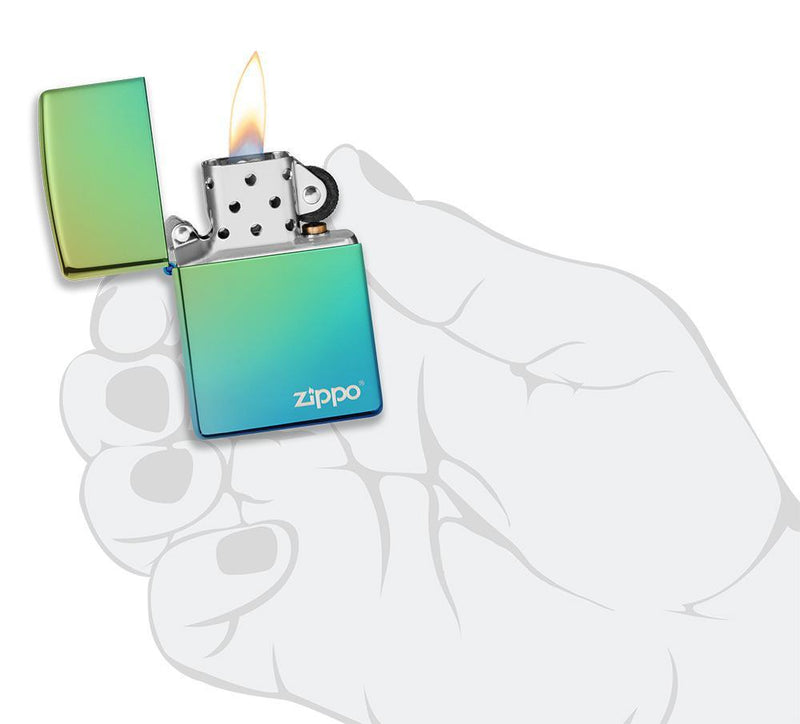 Zippo Classic Logo High Polish Teal All Metal Construction Dimensions: 1.44" x 2.25" 14949 -Zippo - Survivor Hand Precision Knives & Outdoor Gear Store