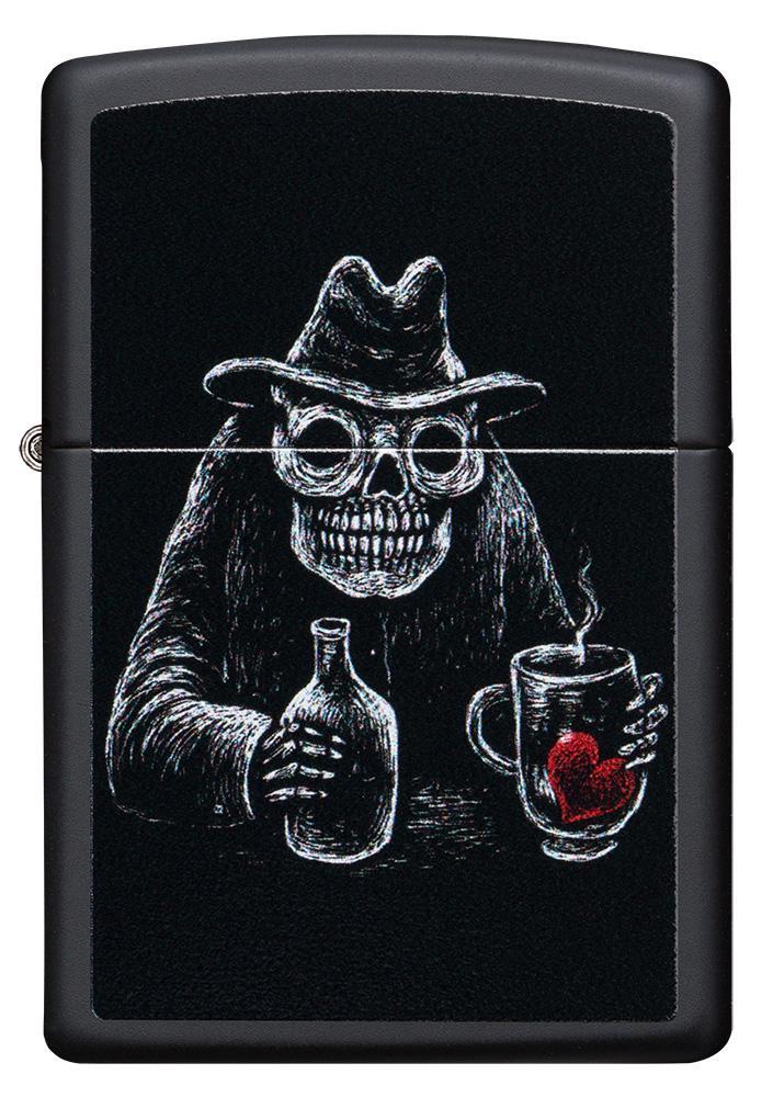 Zippo Bar Skull Lighter Black Matte All Metal Construction Dimensions: 1.44" x 2.25" 16610 -Zippo - Survivor Hand Precision Knives & Outdoor Gear Store
