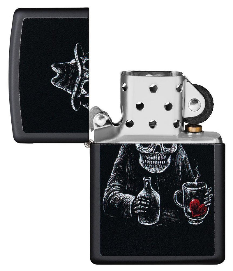 Zippo Bar Skull Lighter Black Matte All Metal Construction Dimensions: 1.44" x 2.25" 16610 -Zippo - Survivor Hand Precision Knives & Outdoor Gear Store