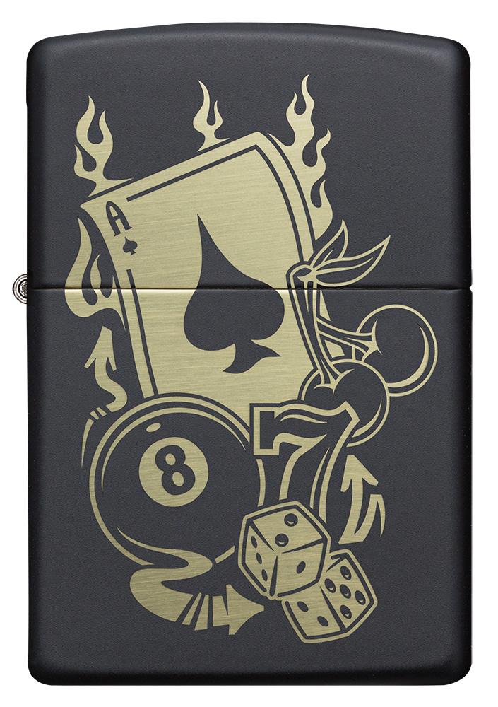Zippo Gambling Lighter Black Matte All Metal Construction Dimensions: 1.44" x 2.25" 16628 -Zippo - Survivor Hand Precision Knives & Outdoor Gear Store