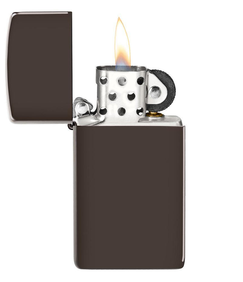 Zippo Slim Brown Lighter All Metal Construction Dimensions: 1.25" x 2.25" 16761 -Zippo - Survivor Hand Precision Knives & Outdoor Gear Store