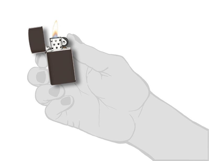 Zippo Slim Brown Lighter All Metal Construction Dimensions: 1.25" x 2.25" 16761 -Zippo - Survivor Hand Precision Knives & Outdoor Gear Store