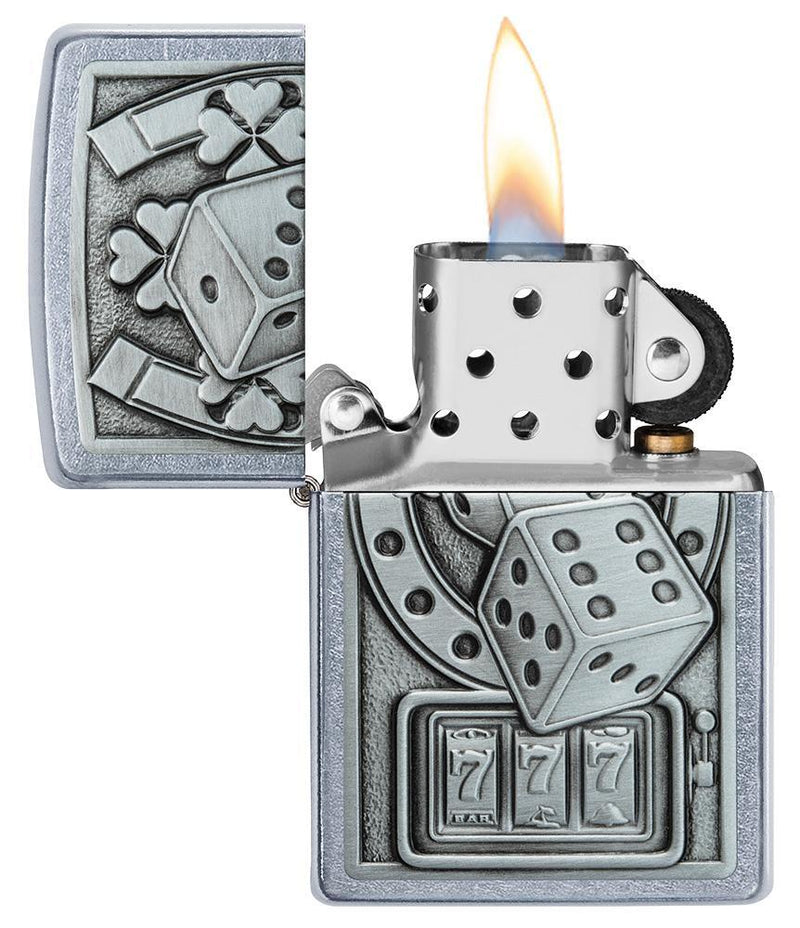 Zippo Lucky Seven Lighter Street Chrome All Metal Construction Dimensions: 1.44" x 2.25" 17216 -Zippo - Survivor Hand Precision Knives & Outdoor Gear Store