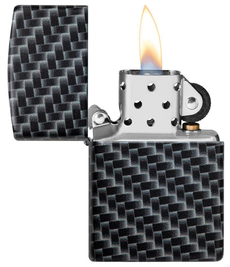 Zippo Carbon Fiber Design Lighter 540 Color Process All Metal Dimensions: 1.44" x 2.25" 17498 -Zippo - Survivor Hand Precision Knives & Outdoor Gear Store