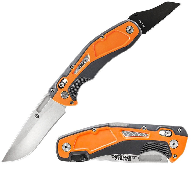 Gerber Randy Newberg DTS Pocket Knife 4" 440C Steel Blades Gray/Orange Synthetic Handle 30001761 -Gerber - Survivor Hand Precision Knives & Outdoor Gear Store