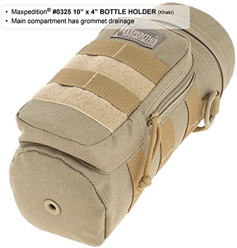 Maxpedition Bottle Holder Khaki Drainage Grommet High Strength Material Nylon 325K -Maxpedition - Survivor Hand Precision Knives & Outdoor Gear Store