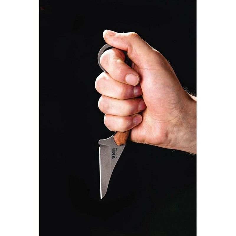 TOPS Poker Fixed Knife 2.5" 1095HC Steel Full Tang Blade Tan Micarta Handle KR01 -TOPS - Survivor Hand Precision Knives & Outdoor Gear Store