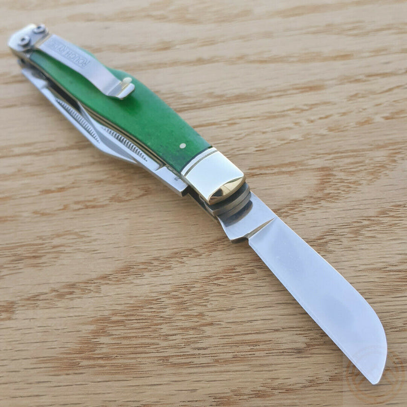 Rough Ryder Working Man Pocket Knife 440 Steel Blades Green Smooth Bone Handle 1958 -Rough Ryder - Survivor Hand Precision Knives & Outdoor Gear Store