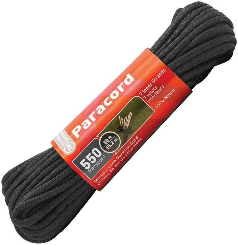 Adventure Medical 550 Paracord 50ft Black One Piece Nylon Construction 01401738 -Adventure Medical - Survivor Hand Precision Knives & Outdoor Gear Store