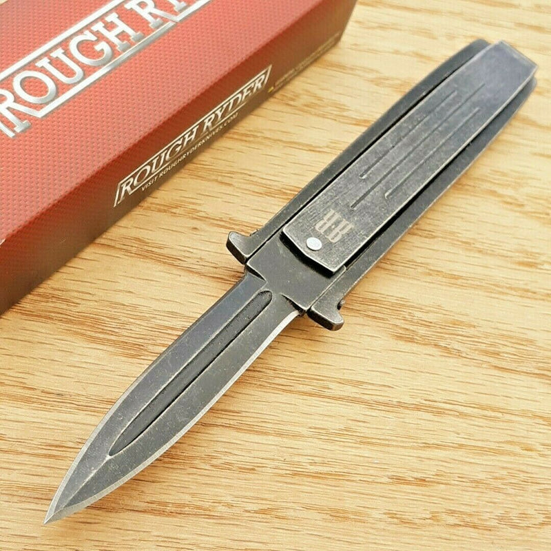 Rough Ryder Swing Folding Knife 2.5 Black Double Edge Stainless Blade Stainless Handle 1979 -Rough Ryder - Survivor Hand Precision Knives & Outdoor Gear Store