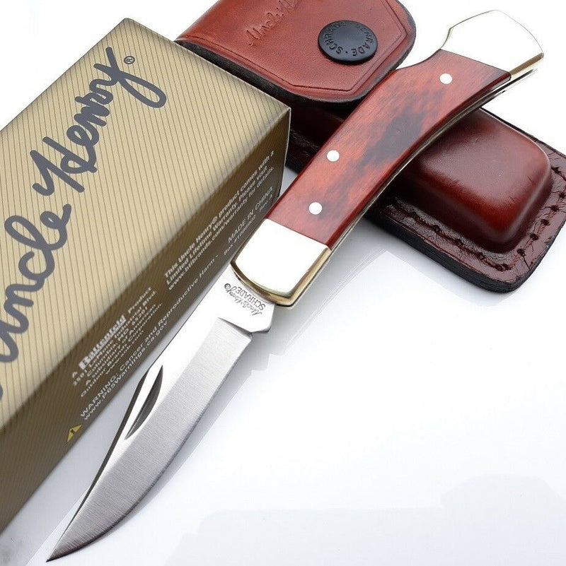 Uncle Henry Schrade Smoky Folding Knife Stainless Blade Wood Handle w/Brass LB5 -Schrade - Survivor Hand Precision Knives & Outdoor Gear Store