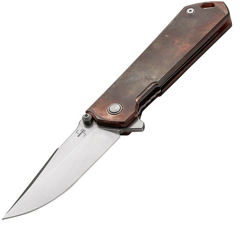 Boker Plus Kihon A/O Linerlock Folding Knife 3.38" D2 Tool Steel Blade Copper Handle 01BO165 -Boker Plus - Survivor Hand Precision Knives & Outdoor Gear Store