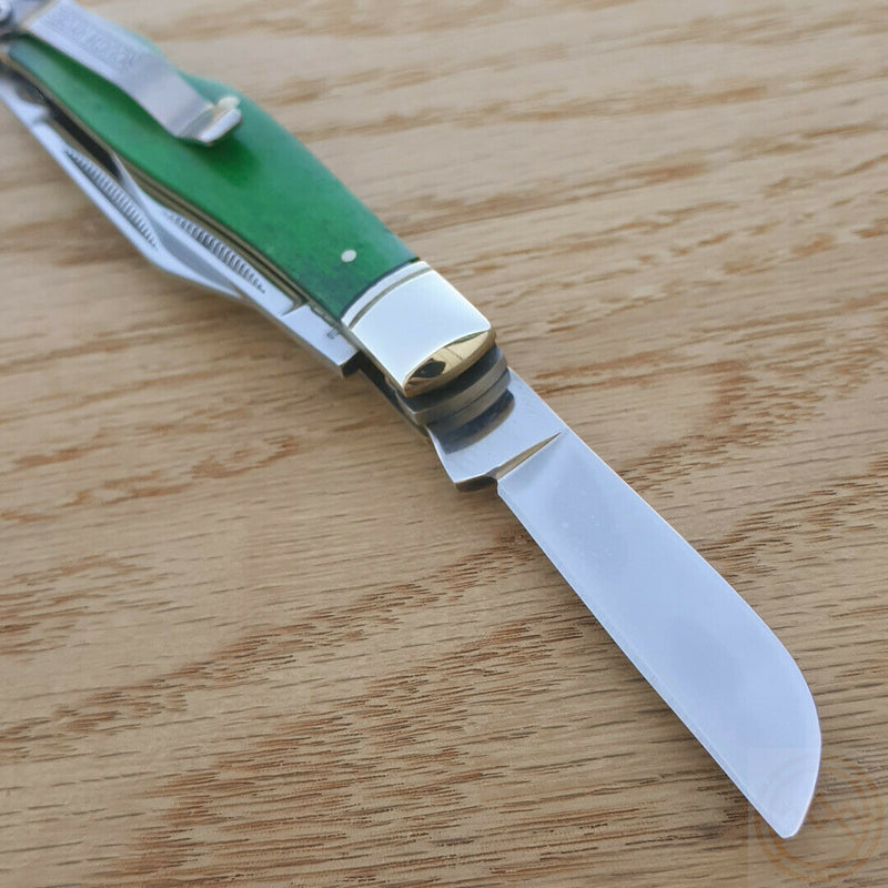 Rough Ryder Working Man Pocket Knife 440 Steel Blades Green Smooth Bone Handle 1958 -Rough Ryder - Survivor Hand Precision Knives & Outdoor Gear Store