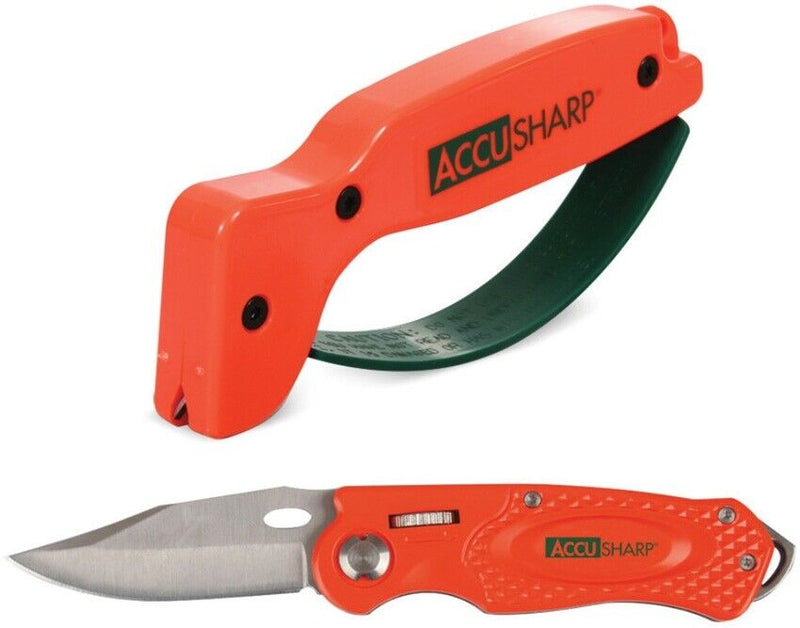 AccuSharp Wheel Lock/Sharpener Combo Folding Knife 2.5" Stainless Blade Orange Aluminum 043C -AccuSharp - Survivor Hand Precision Knives & Outdoor Gear Store