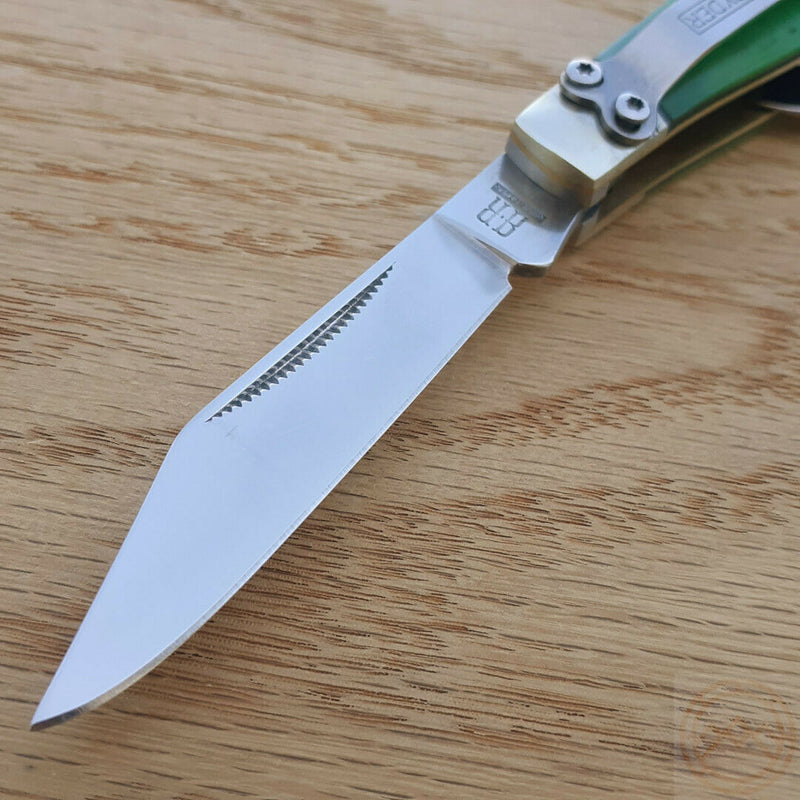 Rough Ryder Working Man Pocket Knife 440 Steel Blades Green Smooth Bone Handle 1958 -Rough Ryder - Survivor Hand Precision Knives & Outdoor Gear Store