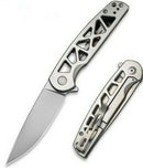 Civivi Perf Frame Folding Knife 3.13" Nitro V Steel Blade Gray Stainless Handle 20006A -Civivi - Survivor Hand Precision Knives & Outdoor Gear Store