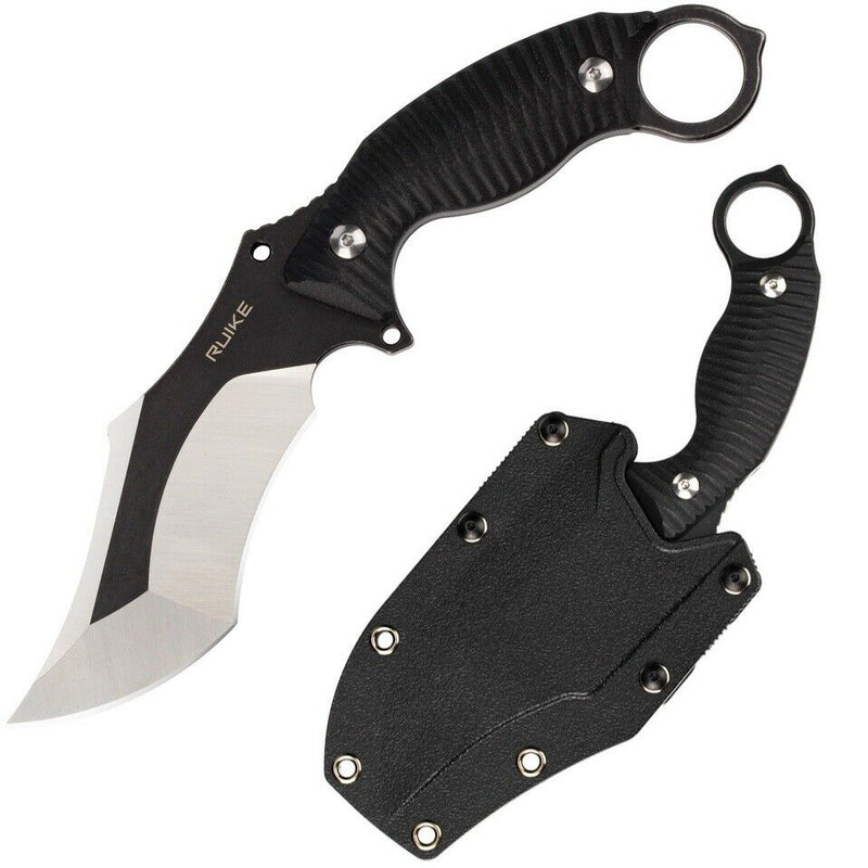 RUIKE F181 Fixed Knife 4.5" 14C28N Sandvik Steel Full Tang Blade Black Sculpted G10 Handle 181B1 -RUIKE - Survivor Hand Precision Knives & Outdoor Gear Store