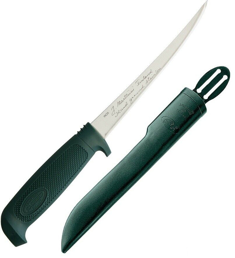 Marttiini Basic Fixed Knife 6" Stainless Fillet Blade Green Textured Rubber Handle 827010 -Marttiini - Survivor Hand Precision Knives & Outdoor Gear Store