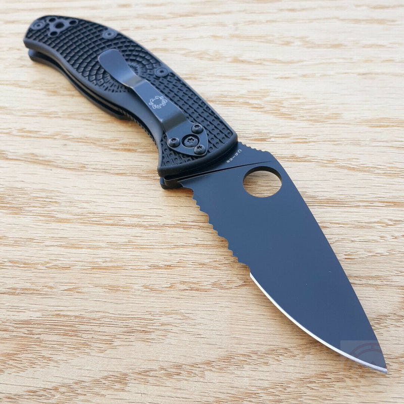 Spyderco Tenacious Folding Knife 3.38" Part Serrated 8Cr13MoV Steel Blade Textured FRN Handle C122PSBBK -Spyderco - Survivor Hand Precision Knives & Outdoor Gear Store