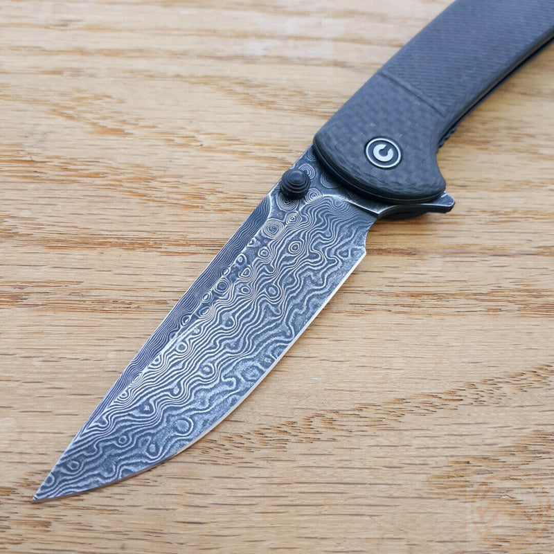 Civivi Badlands Vagabond Folding Knife 3.25" Damascus Steel Blade Carbon Fiber Handle C2019DS1 -Civivi - Survivor Hand Precision Knives & Outdoor Gear Store